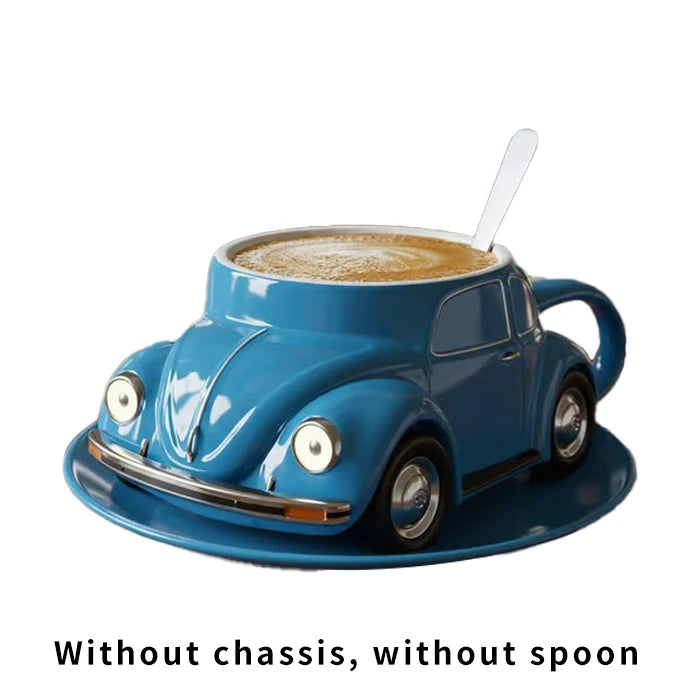 300ML Creative Cartoon Beetle Shaped Coffee Single Mug Without Chassis & spoon Christmas Cups With handle Friends & family Gifts Peaceful Pleasures Health and Wellness blue