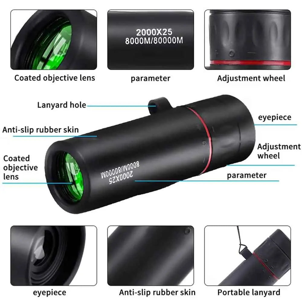 HD Mini Monocular Telescope 2000x25 with Phone Holder