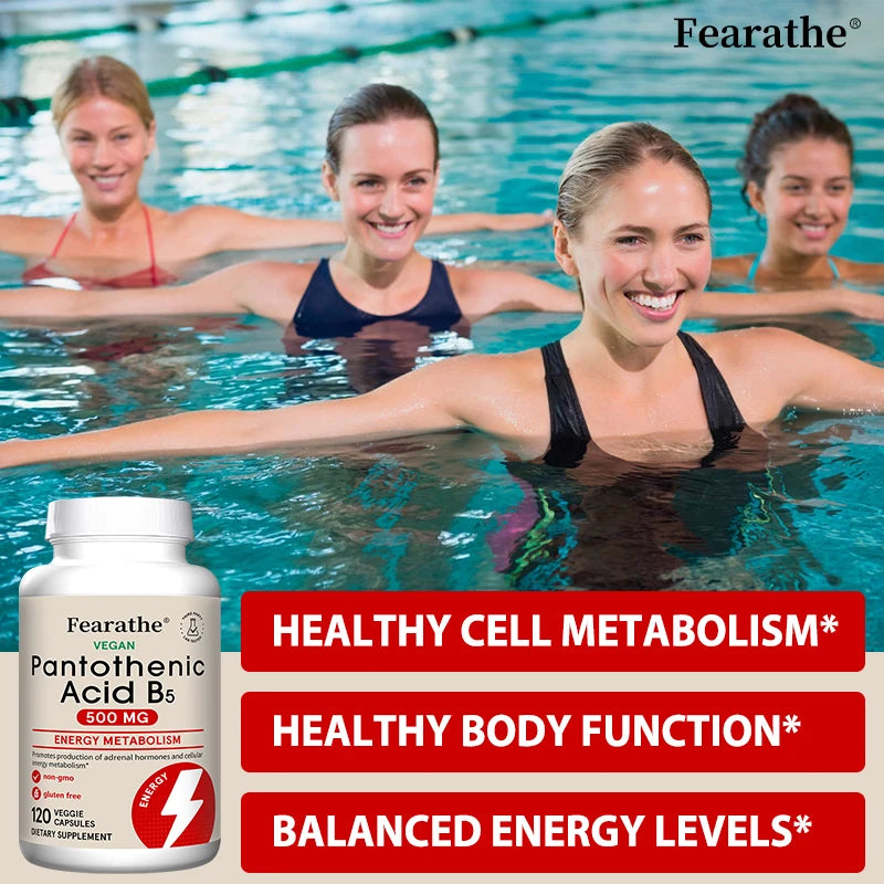 Pantothenic Acid B5 500mg Vitamin B Complex Capsules - Energy & Metabolism Support, Regulates Cellular Balance,Vegan Gluten-Free Peaceful Pleasures Health and Wellness