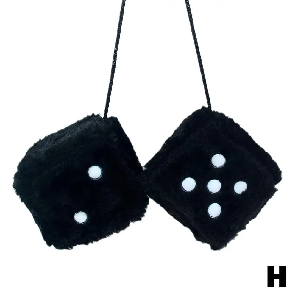 Long Haired Hot Stamping Dice Plush Toy Cube Pendant Car Hanging Dice Plush Dice Car Pendant Plush Toy Cube Pendant Car Ornament Peaceful Pleasures Health and Wellness black