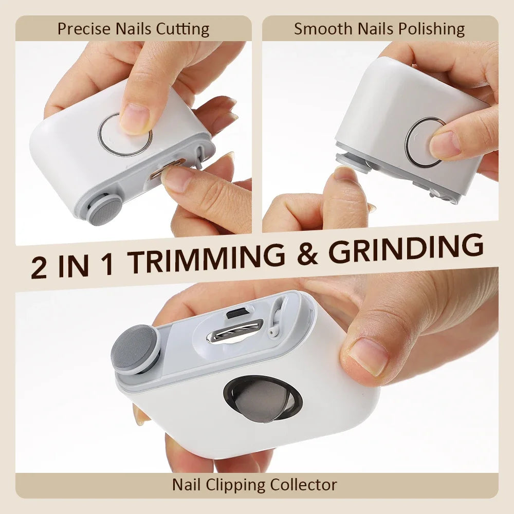 2-in-1 Electric Nail Clipper & Polisher | LED, Dual Heads, Kids & Adults
