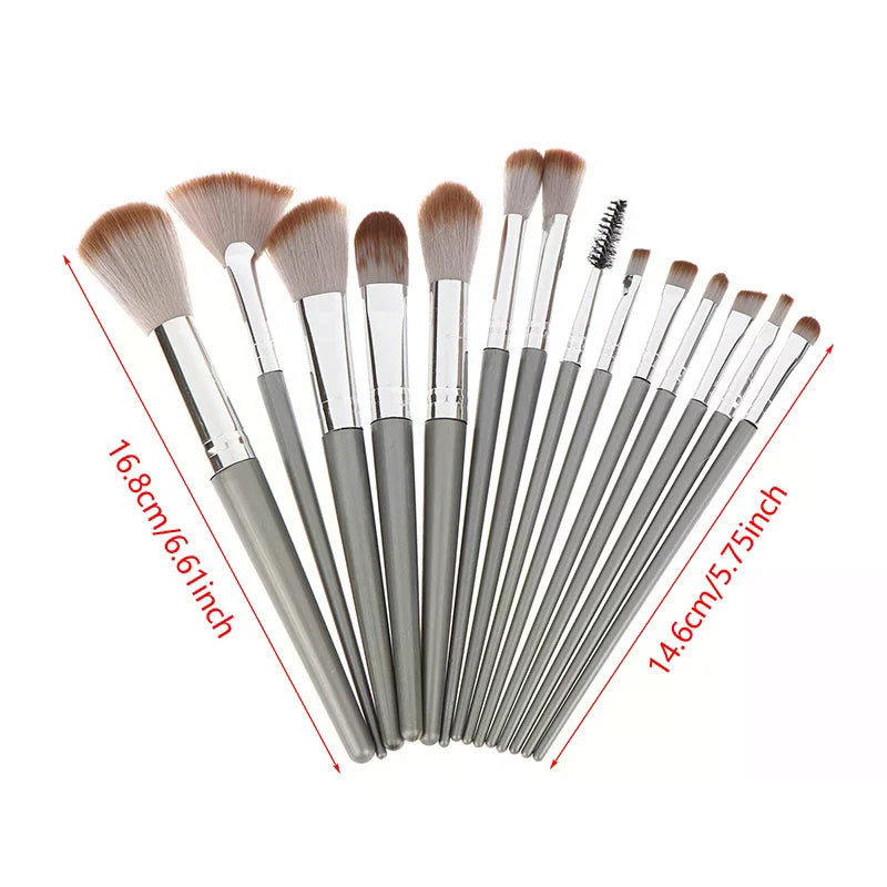 Synthetic Fiber Bristle Makeup Brushes Set, Portable, Foundation Powder, Blush, Concealer, 14Pcs Peaceful Pleasures Health and Wellness