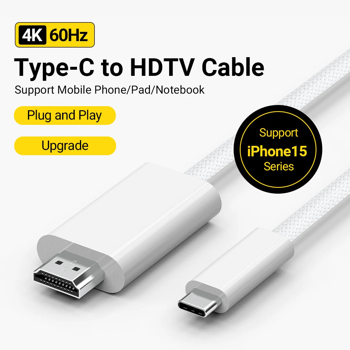 USB-C to HDMI 6ft Cable 4K@60Hz | Thunderbolt 3/4 Compatible