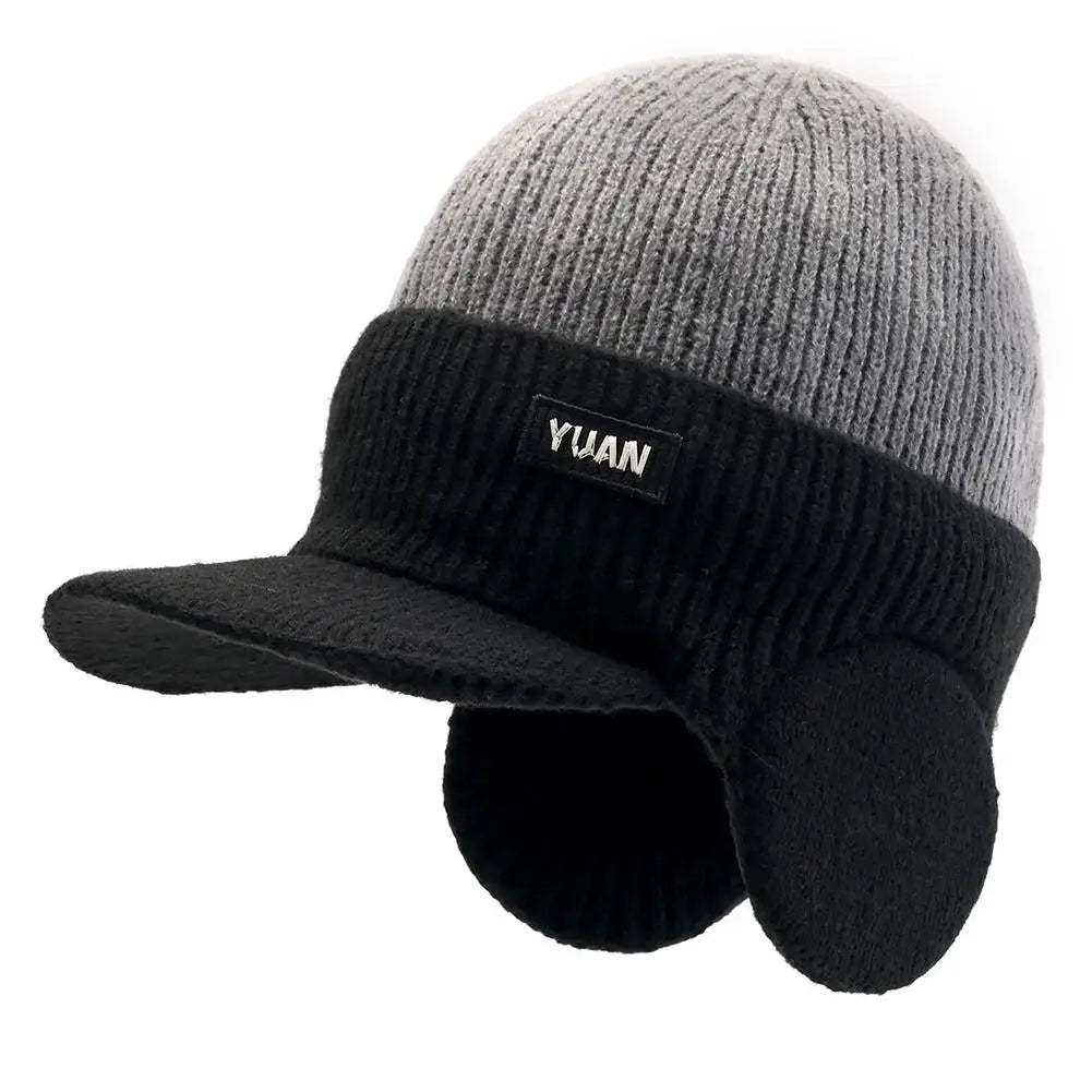 Men's Winter Knit Baseball Cap with Earflap Earmuffs Winter Earflap Cap Peaceful Pleasures Health and Wellness Gray