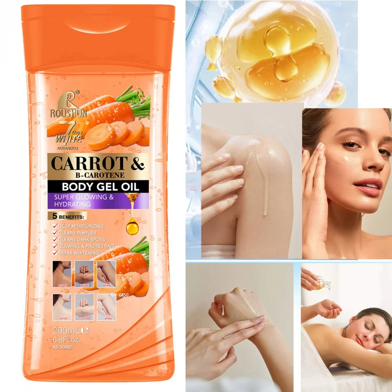 200ML CARROT B-CAROTENE BODY GEL OIL Moisturizing Essential Oil Body Oil Unisex Full Body Care Oil for Body, Face, Hand, Peaceful Pleasures Health and Wellness