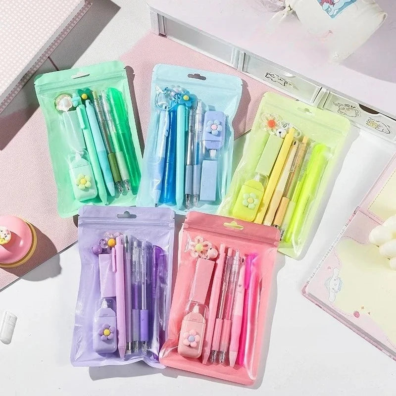 Macaron Color Stationery High Aesthetic Student School Opening Prize 8 in 1 Study Stationery Gift Set Cute Gift Boxes Stationery Peaceful Pleasures Health and Wellness