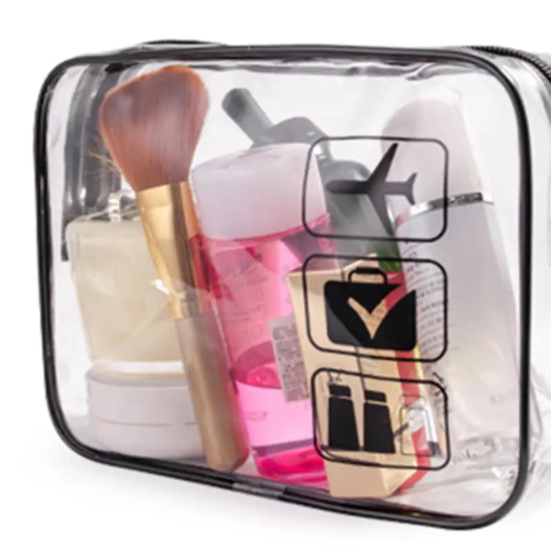 Transparent PVC Makeup Bag for Women Large Capacity Waterproof Handless Travel Toilet Bag Portable Storage Peaceful Pleasures Health and Wellness