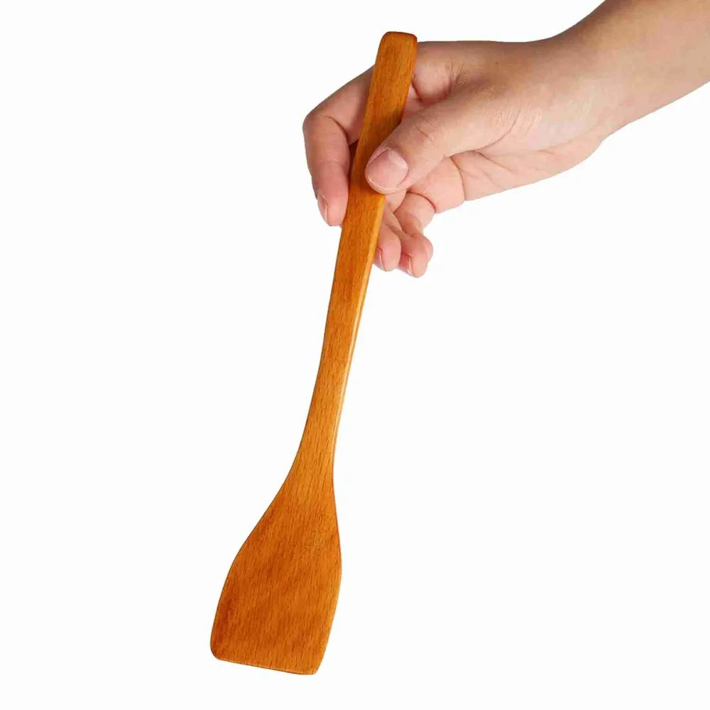 Kitchen Utensils No Stick Wooden Spatula High Heat Sturdy Wooden Turner Premium Flat Frying Spatula Stir-Fry Peaceful Pleasures Health and Wellness