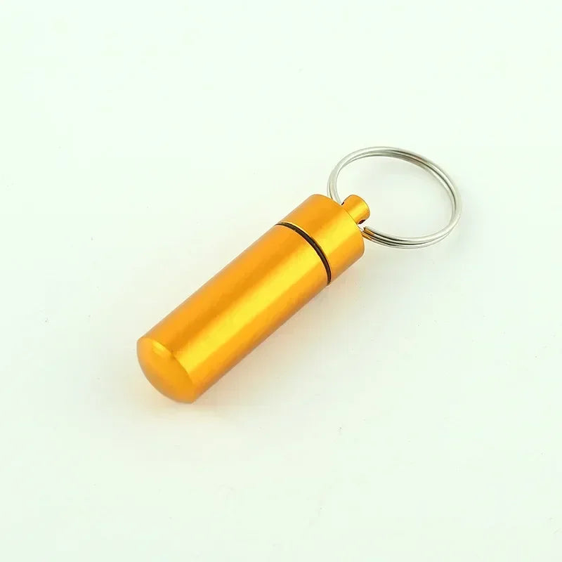 6pcs New High Quality Portable Mini Waterproof Aluminum Bottle Case Holder Keychain Tablet Storage Box Blue Peaceful Pleasures Health and Wellness Gold