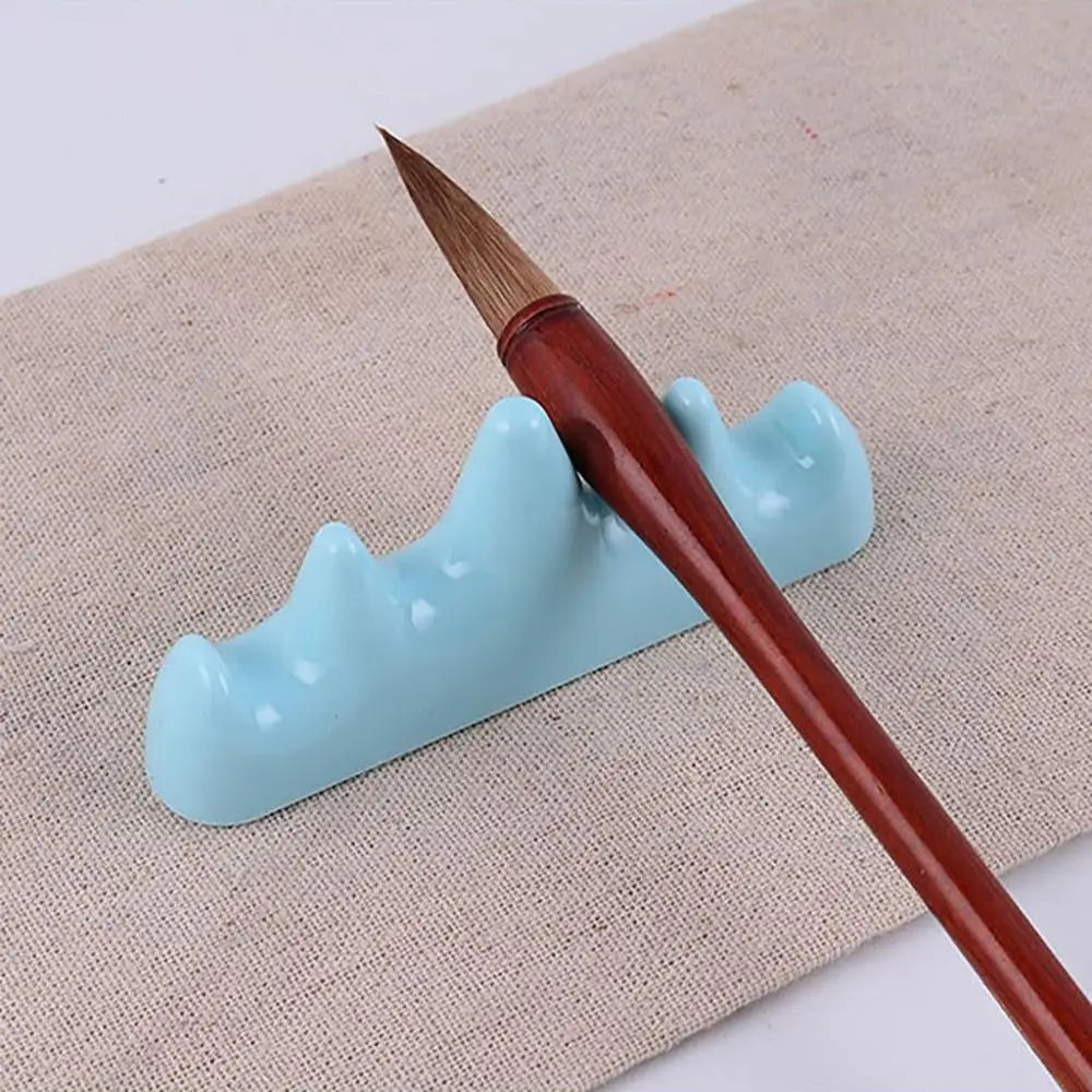 Imitation Jade for Calligraphy,Painting Pen Rest Stand Writing Brush Holder Ink Painting Accessories School Office Supplies Peaceful Pleasures Health and Wellness