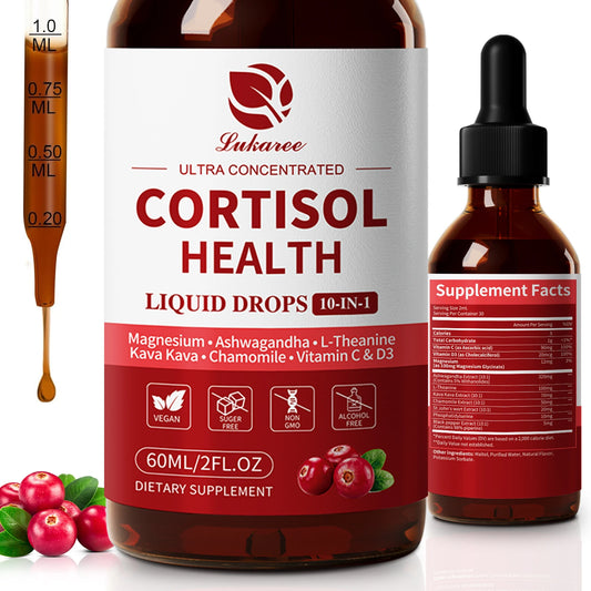 Cortisol Support Liquid Drops 10-in-1 – 60ml Peaceful Pleasures Health and Wellness 60ml 5bottles United States