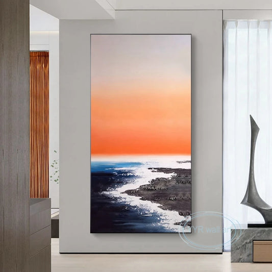 High Quality Canvas Art Oil Painting Modern Abstract Handmade Seascape Wall Decoration Mural Parlor Vestibule Hotel Custom Image Peaceful Pleasures Health and Wellness