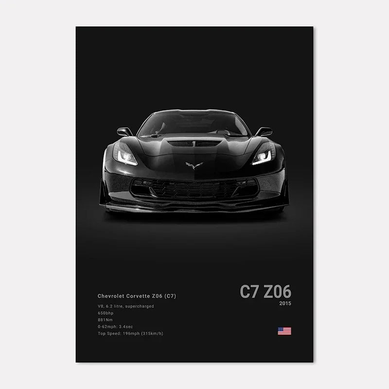 Famous Cars IE GT Canvas Wall Art Print Poster C C C Home Decor Modern Mural Unframed Birthday Gift Peaceful Pleasures Health and Wellness