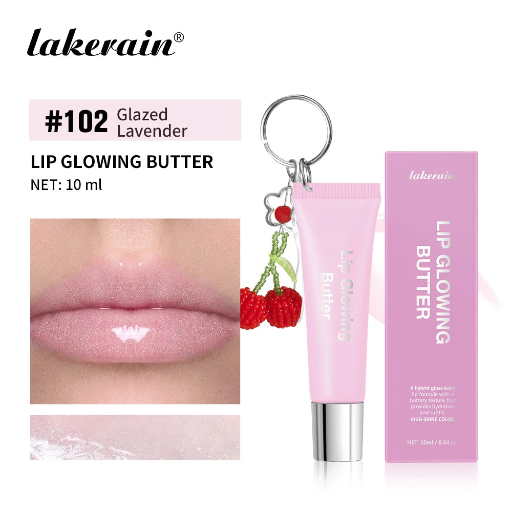 Lakerain Butter Lip Glowing With Keychain Long Lasting Deep Hydration Natural Color Smooth Lip Quickly Improve Lip Condition Peaceful Pleasures Health and Wellness Glazed Lavender