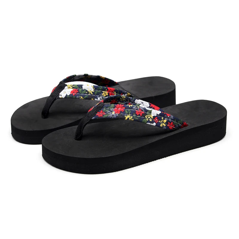 Women's Floral Flip Flops – Thick EVA Beach Sandals