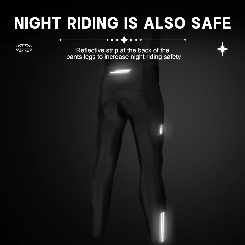 X-TIGER Men's Winter Cycling Bib Tights | 5D Gel Pad Fleece