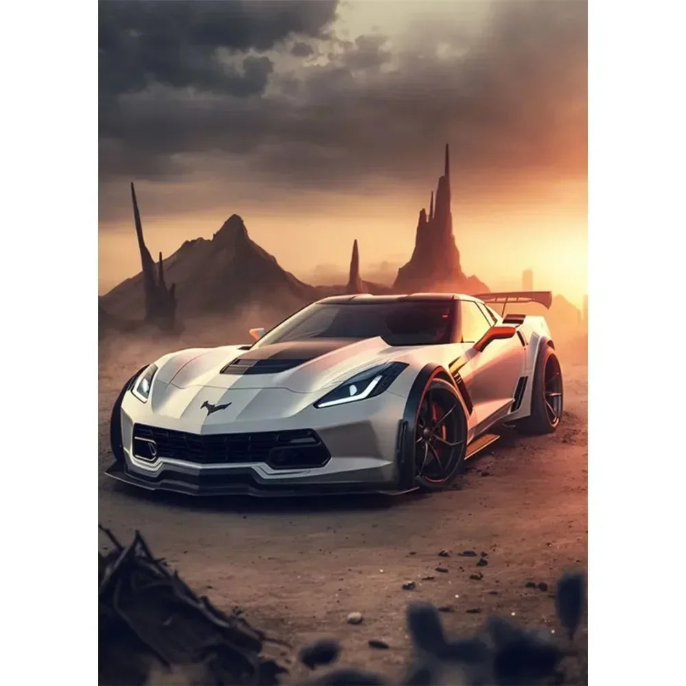 Nordic Supercar Canvas Wall Art | Racing Poster for Garage & Home Canvas Wall Art Peaceful Pleasures Health and Wellness