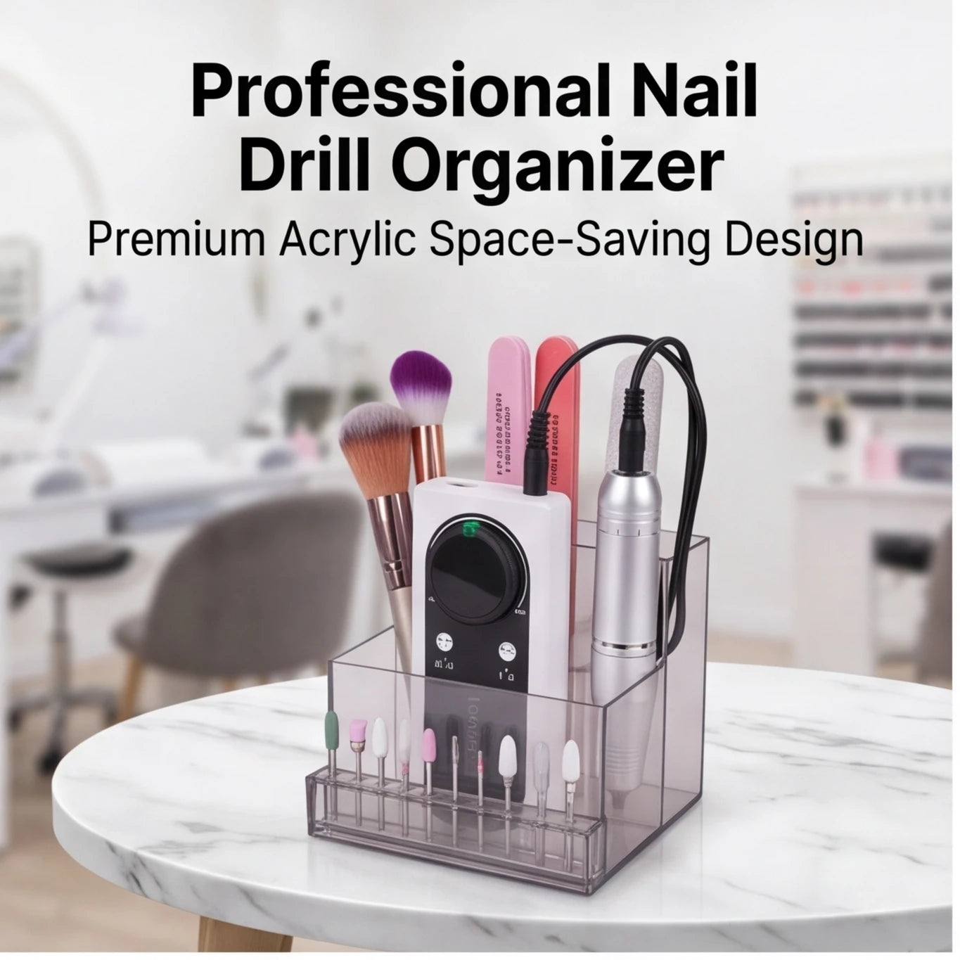 Clear Acrylic Nail Display Box – Transparent Organizer for Drill Bits & Manicure Tools, 1PC Holder Peaceful Pleasures Health and Wellness