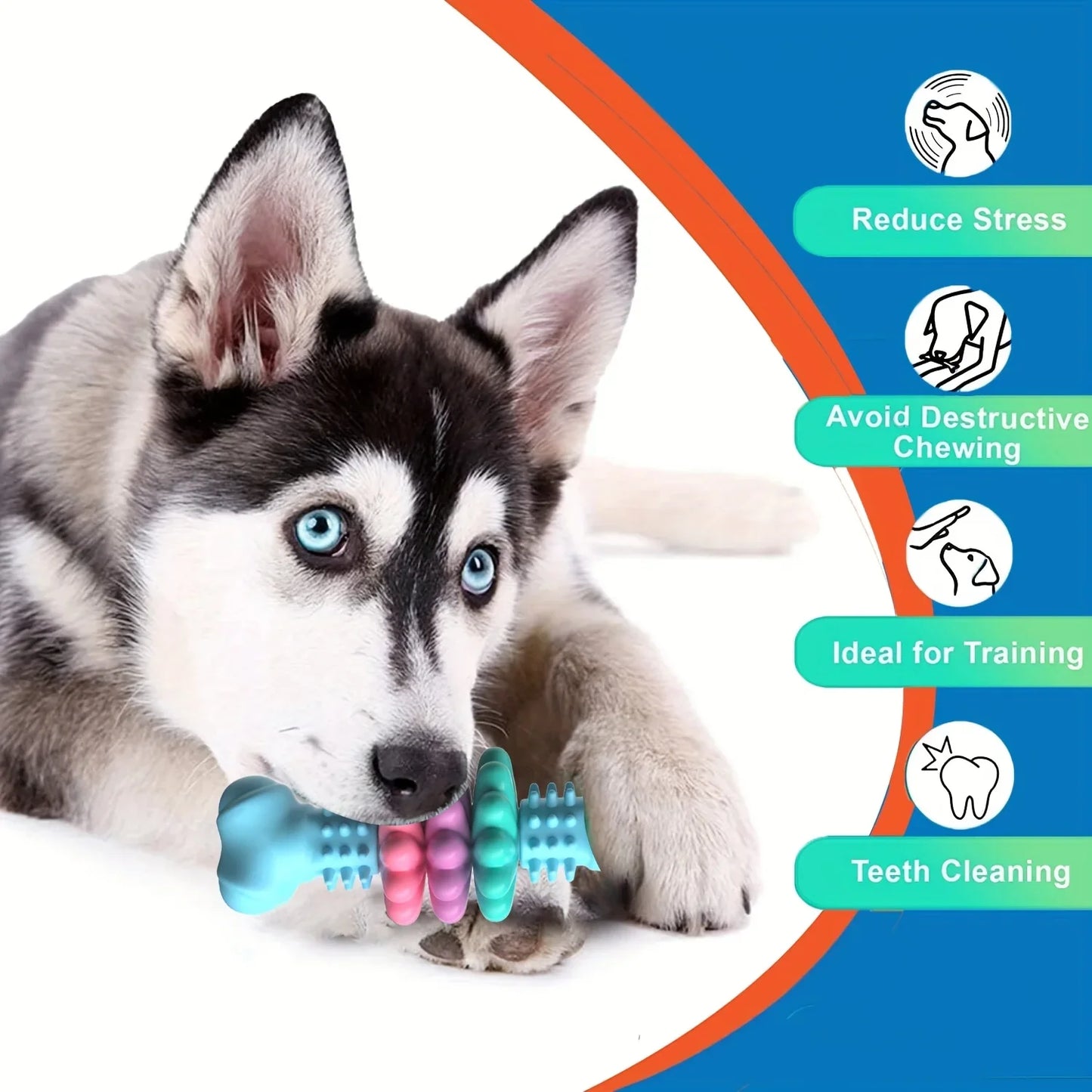 Indestructible Dog Chew Bone Toy | Durable TPR, Teeth Cleaning