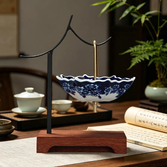 Tea Strainer Umbrella Design Ceramic Leaf Colander with Stand Strainers for Loose Tea for Enhances Flavor Softens Water Cooking Peaceful Pleasures Health and Wellness