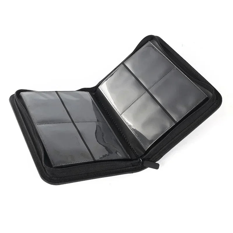 PU Leather 160 Pockets Cards Side Loading Binder TCG Game Zipper Card Album With 4 Sealed Fixed Pockets Pages For MG/PKM/FOW/YGO Peaceful Pleasures Health and Wellness