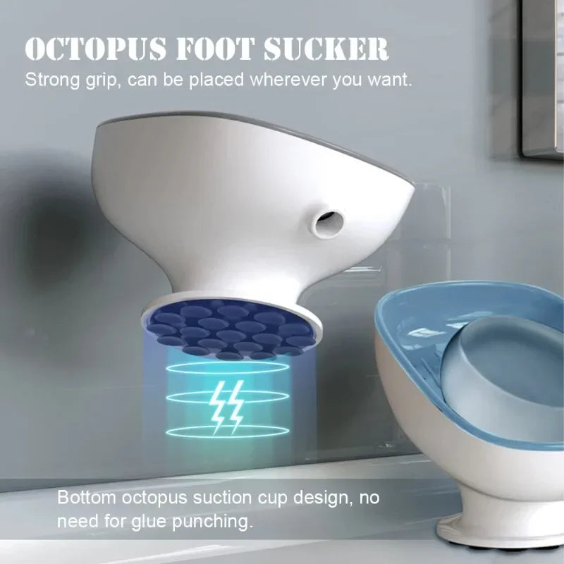 1Pcs Bathroom Soap Dishes Holder Self Draining Soap Box with Super Suction Portable Soap Container for Bathroom Accessories Peaceful Pleasures Health and Wellness