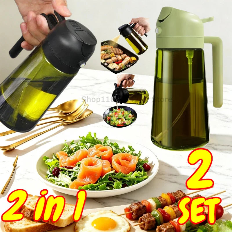 2-in-1 Oil Sprayer & Dispenser Bottle 470ml | Air Fryer & BBQ