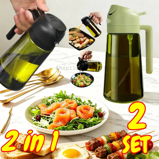 2-in-1 Oil Sprayer & Dispenser Bottle 470ml | Air Fryer & BBQ Oil Sprayer Bottle Oasis Select
