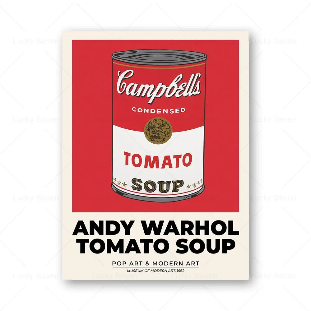 Andy Warhol Pop Art Canvas Poster Sunset Banana Tomato Soup Abstract Wall Art Modern Living Room Home Aesthetic Decor Peaceful Pleasures Health and Wellness