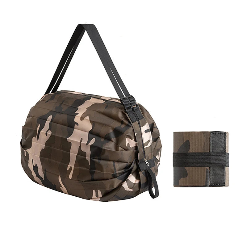 New Handbag Folding Waterproof Storage Bag Shopping Bag With Portable And Large Capacity Portable Mountaineering Bag Peaceful Pleasures Health and Wellness Coffee Camo