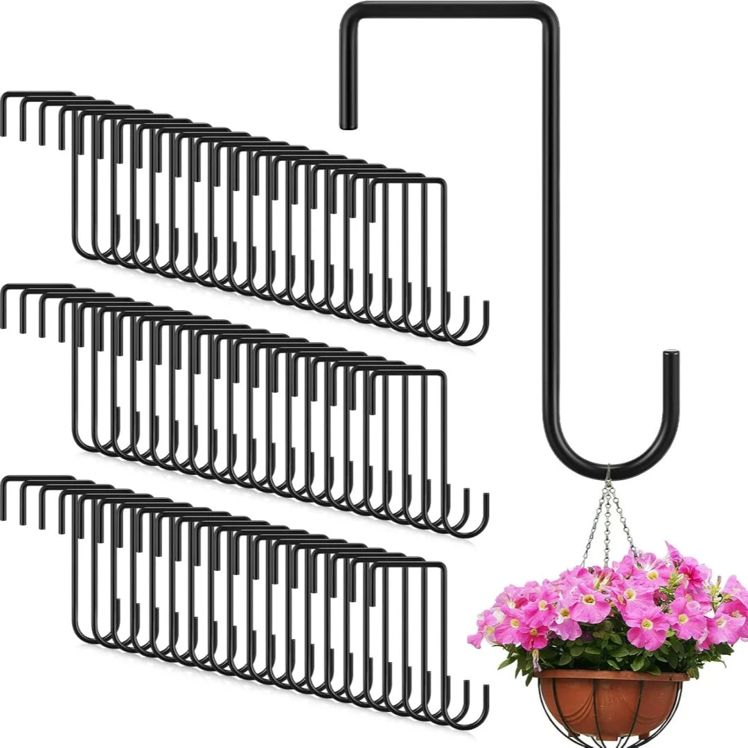 2-Pack Brown Steel Fence Hooks for Plants & Bird Feeders Fence Hook Hangers Peaceful Pleasures Health and Wellness