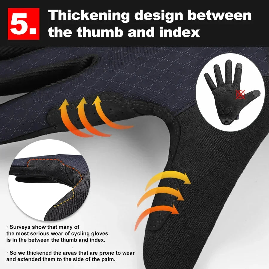 X-TIGER Full Finger Cycling Gloves – Touchscreen & Non-Slip