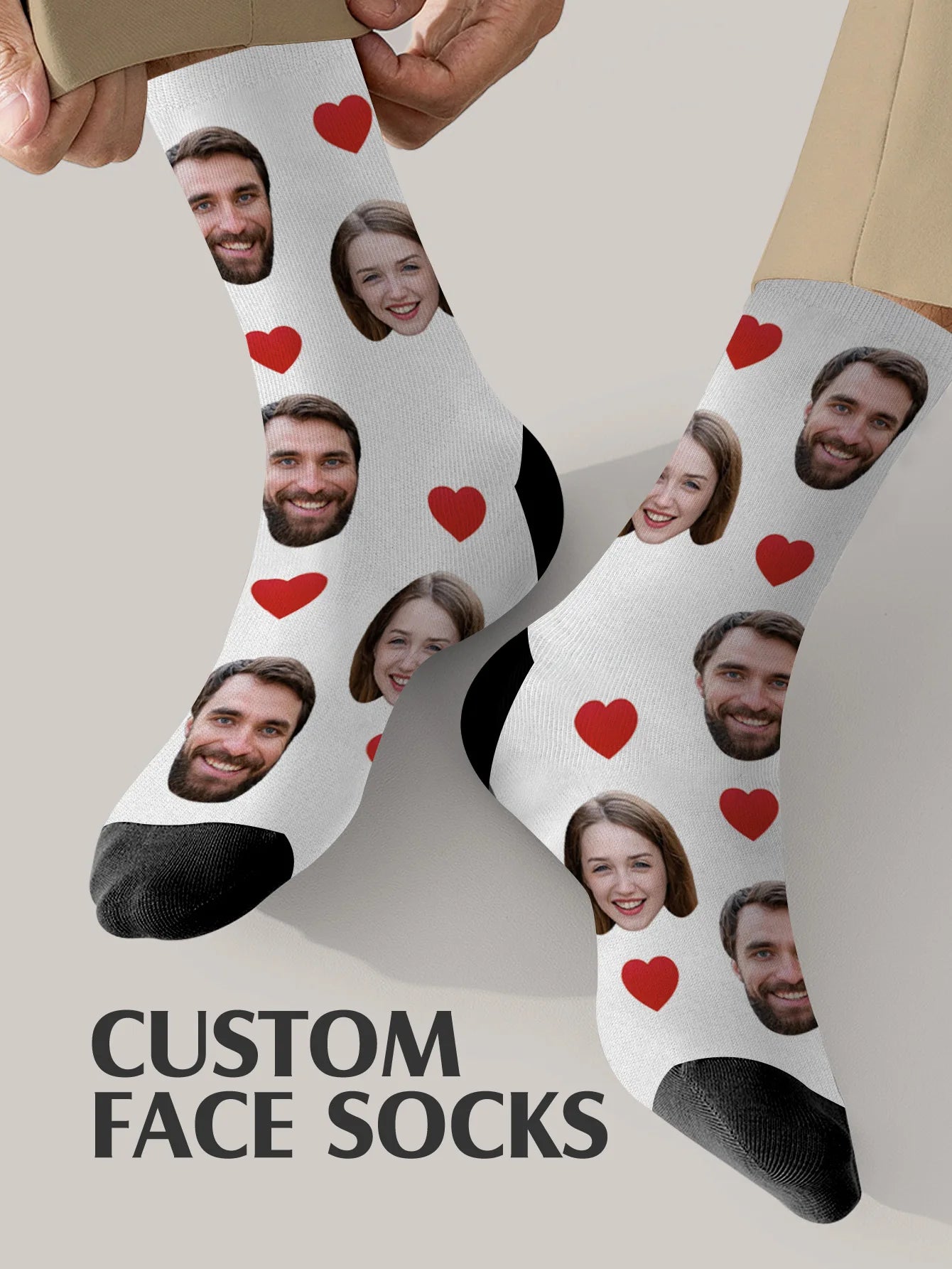 Custom Face Socks Personalized Photo Socks Customizable Funny Socks with Your Picture Two Sizes Available Unique Gift for Couple Peaceful Pleasures Health and Wellness