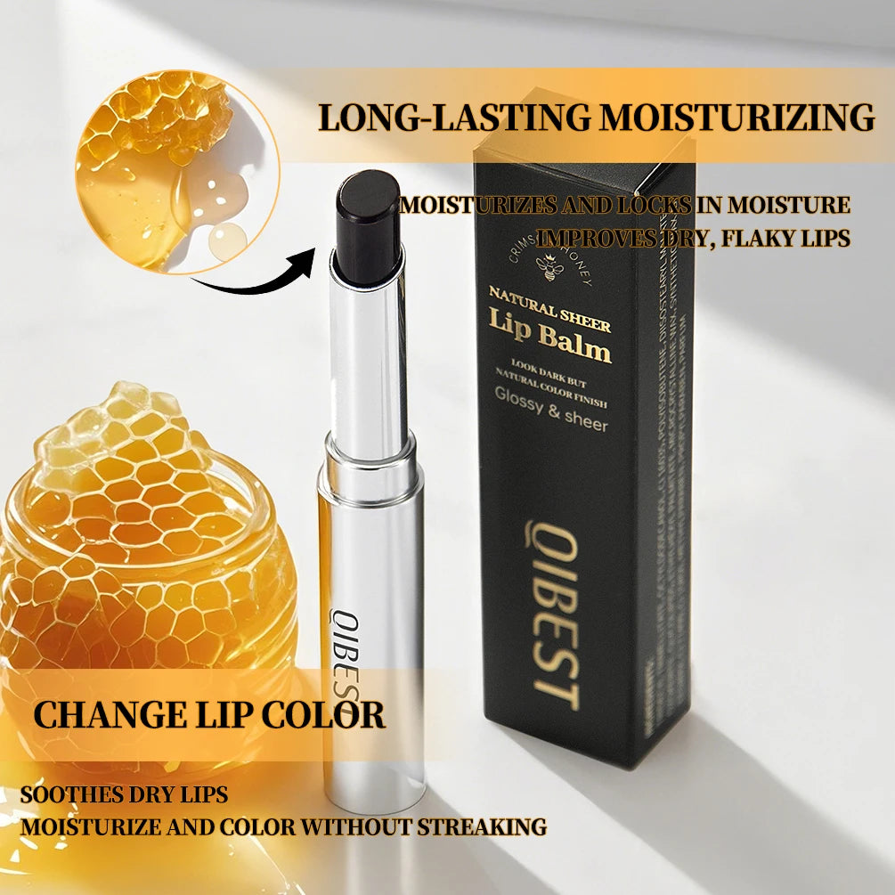 QIBEST Honey Lipstick Nourishing Lip Balm Moisturizing Tinted Lip Plumping Balm Smooth Enhancing Natural Color Lip Care Makeup Peaceful Pleasures Health and Wellness