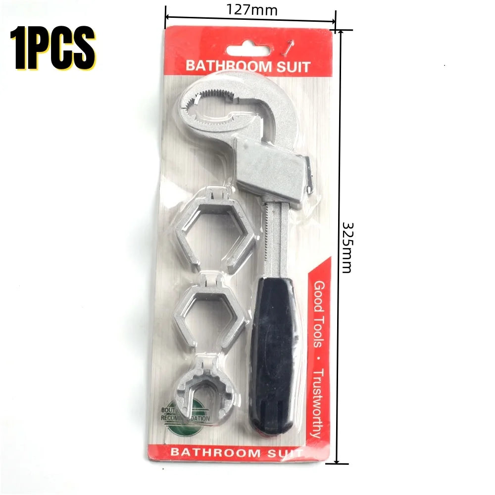 Adjustable Double-End Bathroom Wrench | Aluminium Alloy Spanner Peaceful Pleasures Health and Wellness black