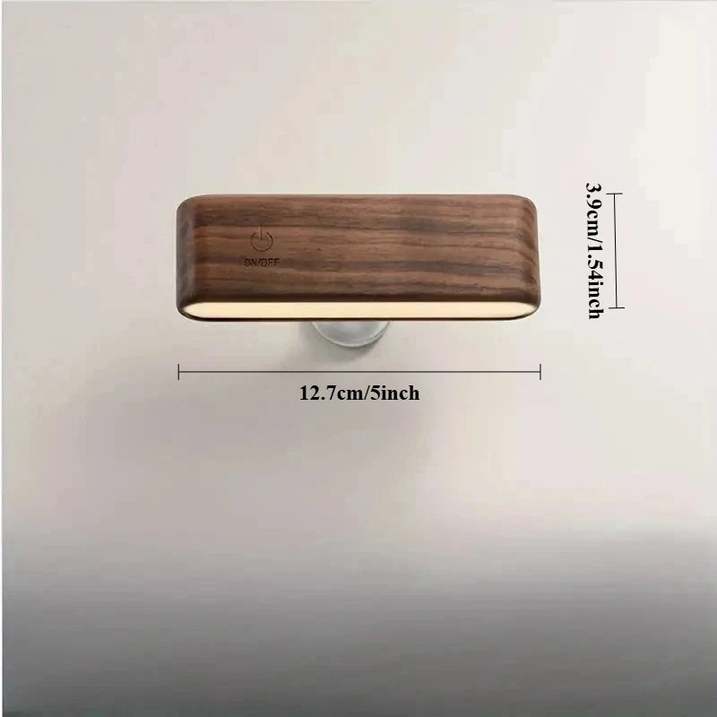LED No-Drill Wireless Wall Lamp | Modern Wood Bedside Light