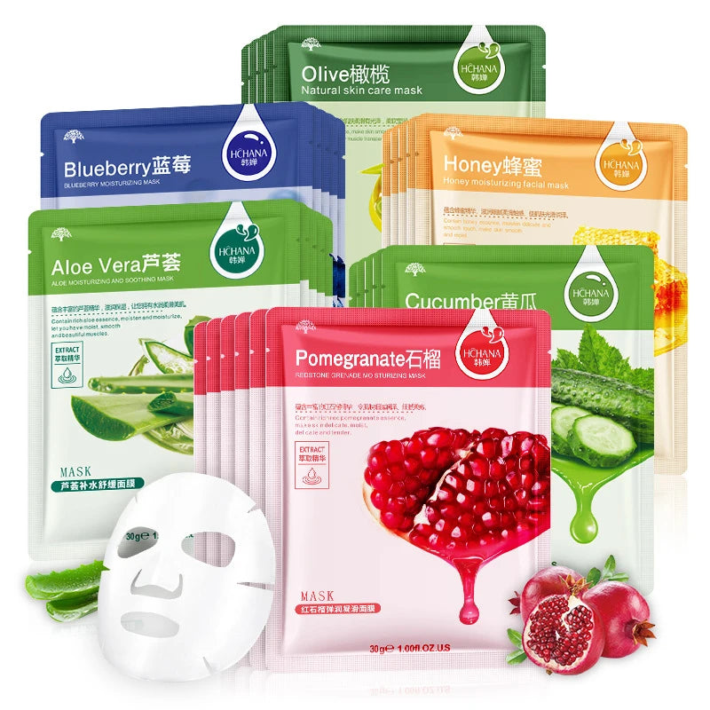 BIOAOUA 30pc Korean Fruit Face Masks – Hydrating & Brightening
