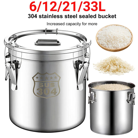 304 Stainless Steel Airtight Canister 6–33L | Food Storage Airtight Food Canister Peaceful Pleasures Health and Wellness