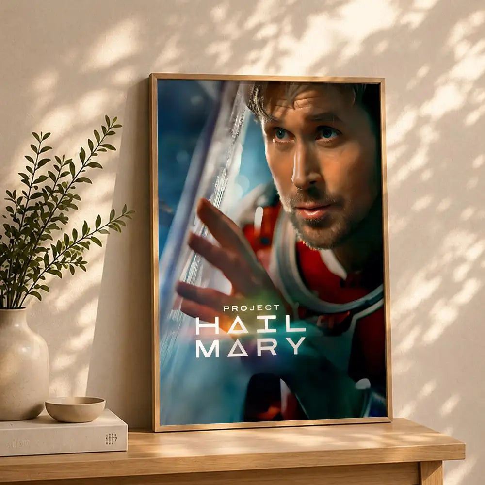 Movie-Project Hail Mary Poster HD Self Adhesive Waterproof Wall Art Ideal for Home Office Dorm Bedroom Great Gift Peaceful Pleasures Health and Wellness White15 15X20cmNoframe
