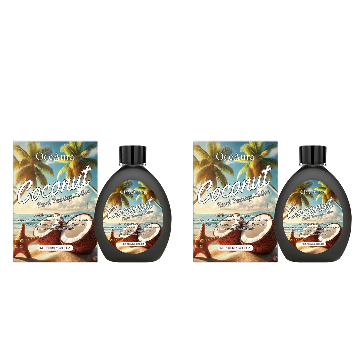 OceAura Coconut Dark Tanning Lotion – Bronzer & Sunless Tan