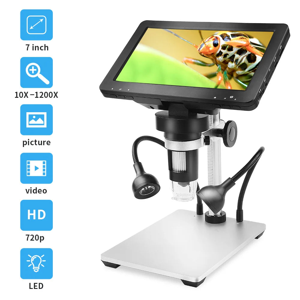 7-Inch High-Definition Electron Microscope Pcba Repair Magnifying Glass Coin Identification Digital Microscope Peaceful Pleasures Health and Wellness