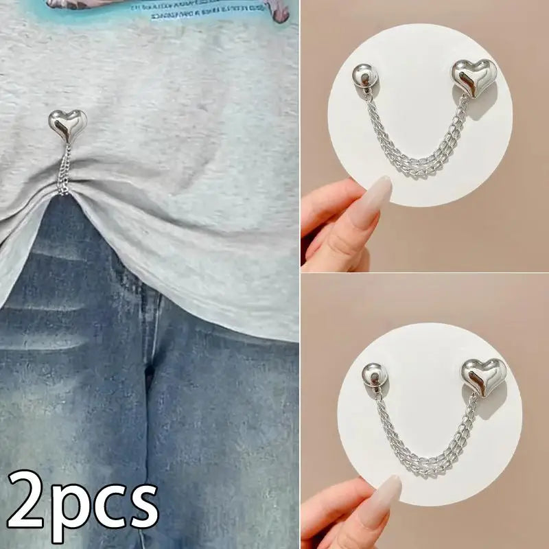 Magnetic Jean Buttons – Metal Clothing Clips with Chain (2pcs)