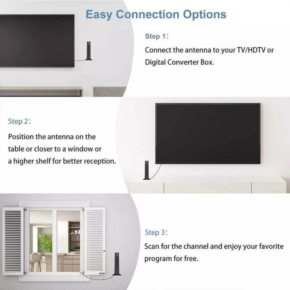 Indoor Digital TV Antenna 4K HDTV T-Type 36dB Amplified