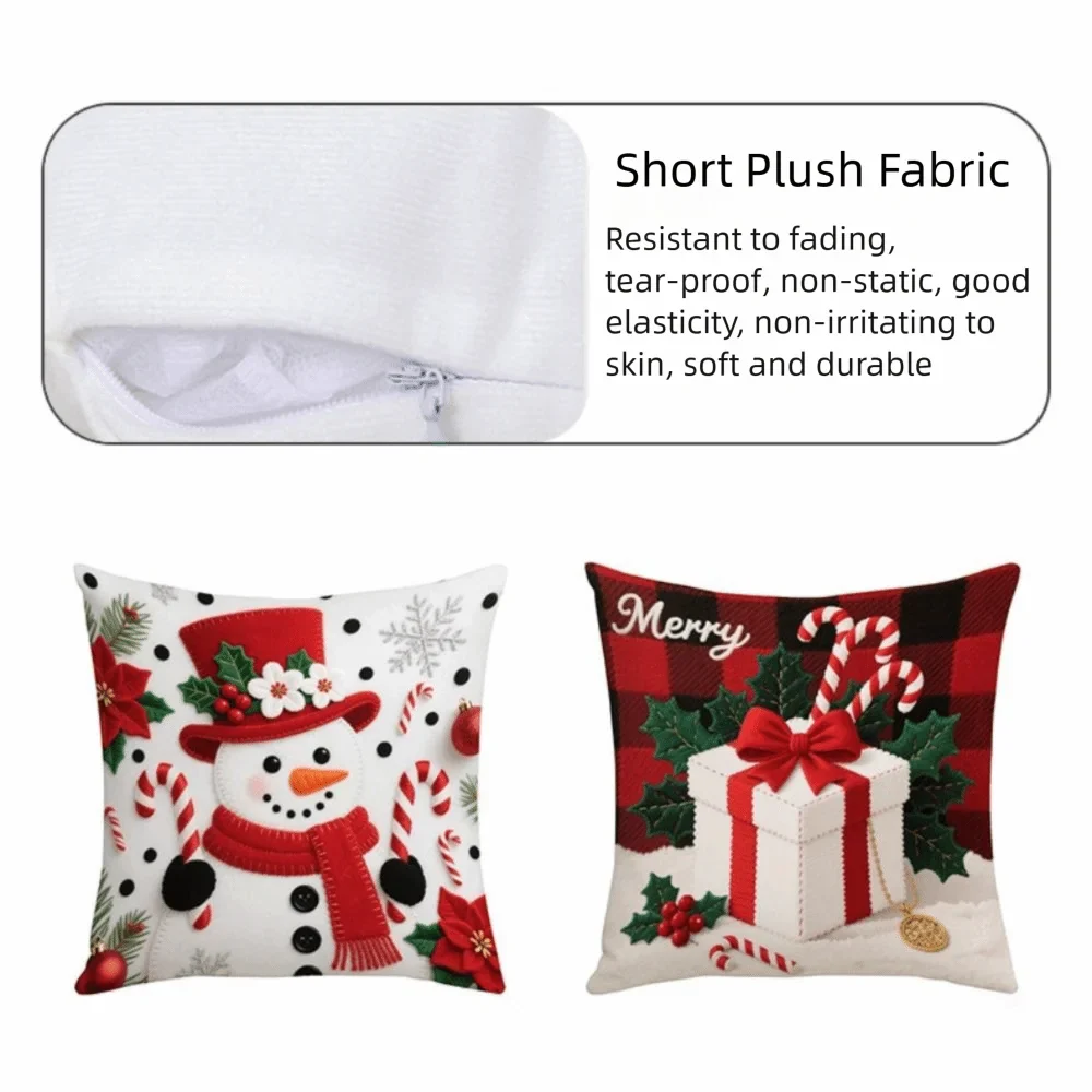 Christmas Cushion Cover | Snowflake & Santa Pillowcase 45x45cm
