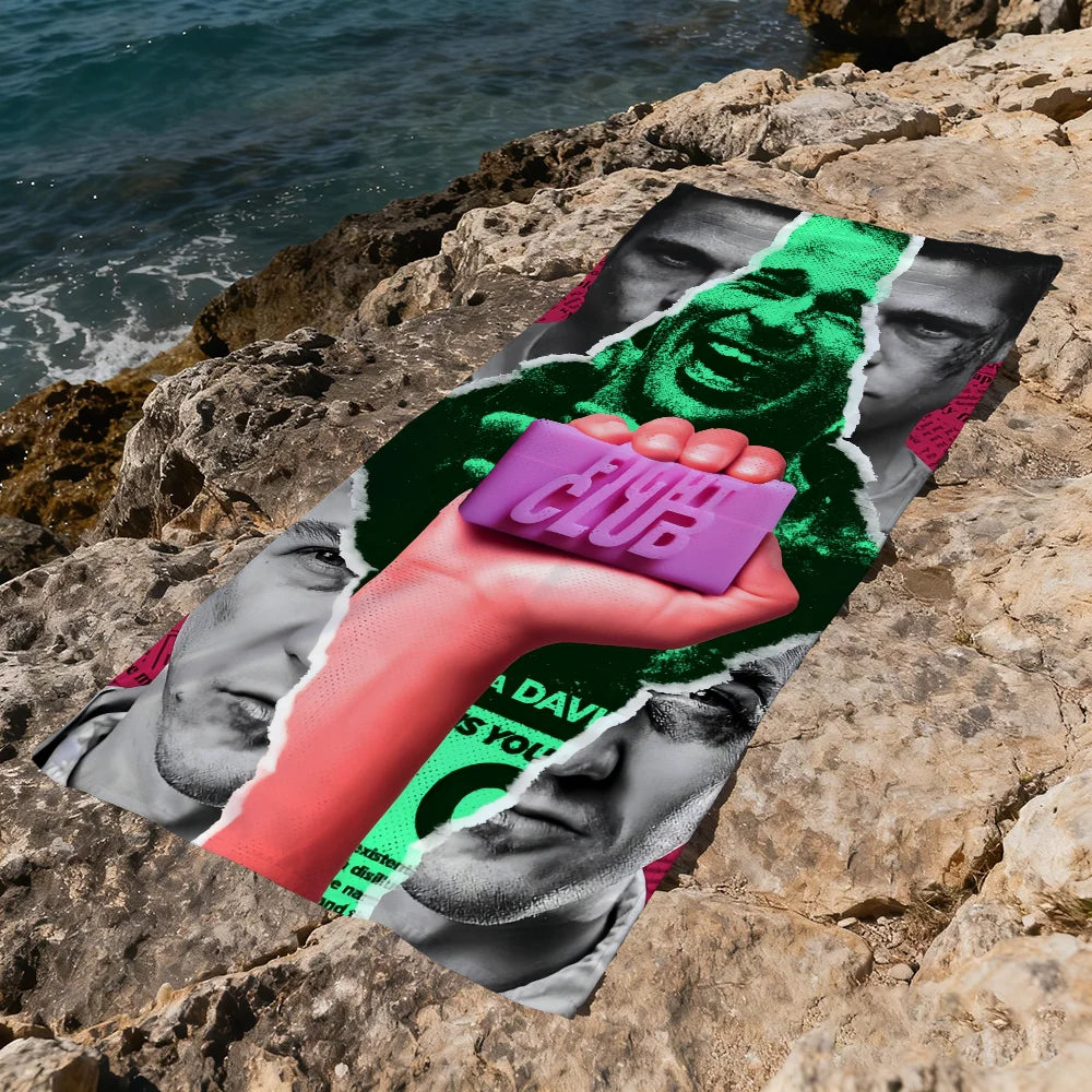 Fight Club Classic Quick-Dry Beach Towel | Gym Travel Pool Graphic Beach Towel Peaceful Pleasures Health and Wellness