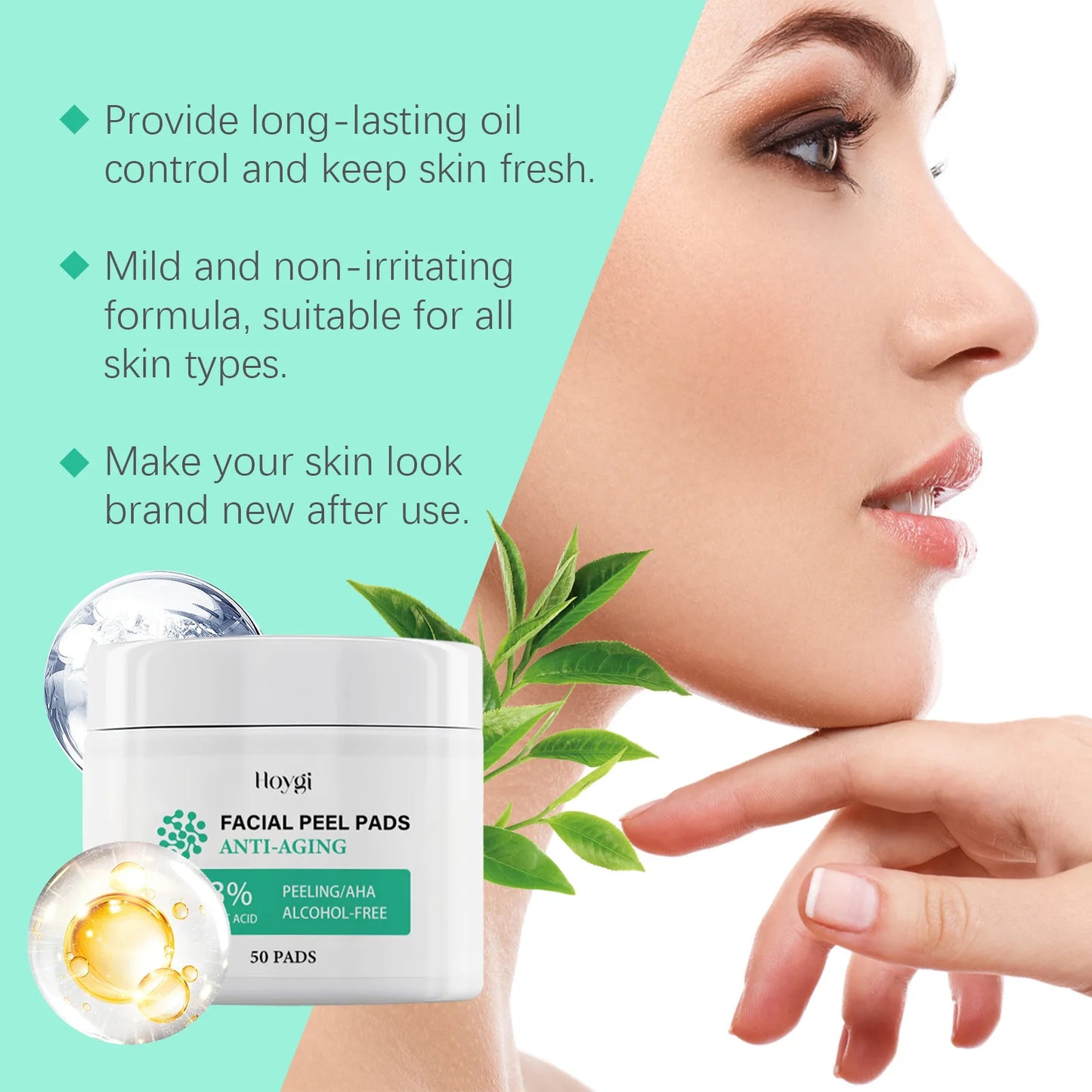 Glycolic Acid Cotton Pads Shrink Pores Blackhead Removal Oil Control Acne Treatment Exfoliating Moisturizing Facial Skin Care Peaceful Pleasures Health and Wellness