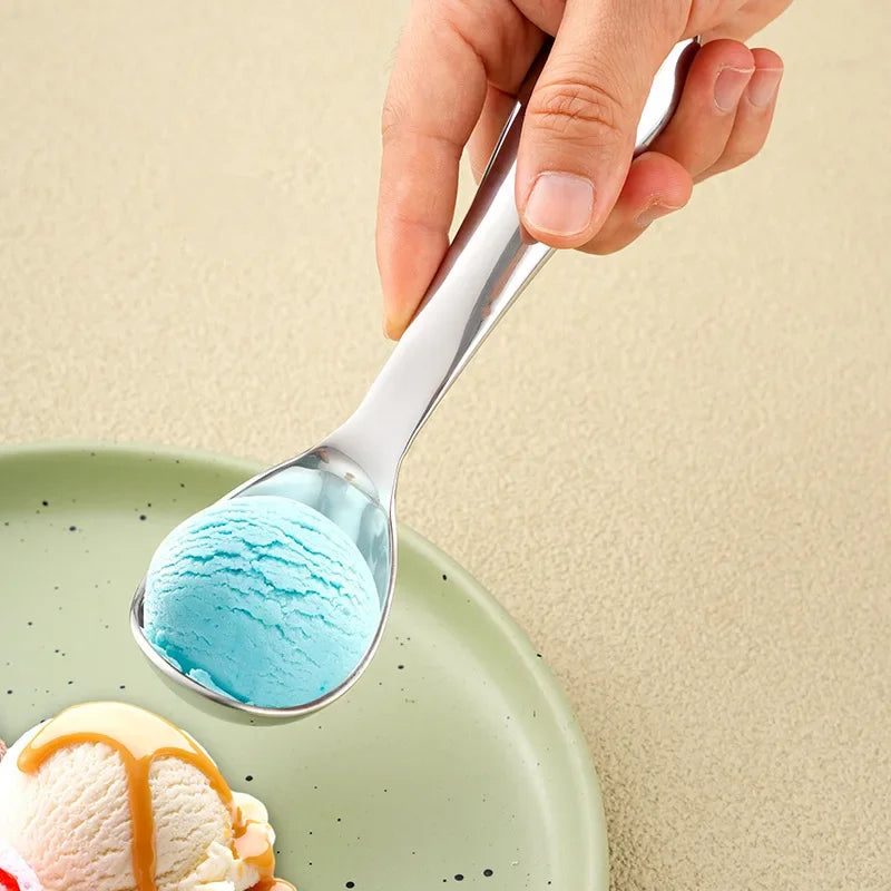 New 304 Stainless Steel Ice Cream Scoop Thickened Hollow Handle Fruit Scoops Household Ice Cream Scoop Practical Kitchen Tools Peaceful Pleasures Health and Wellness