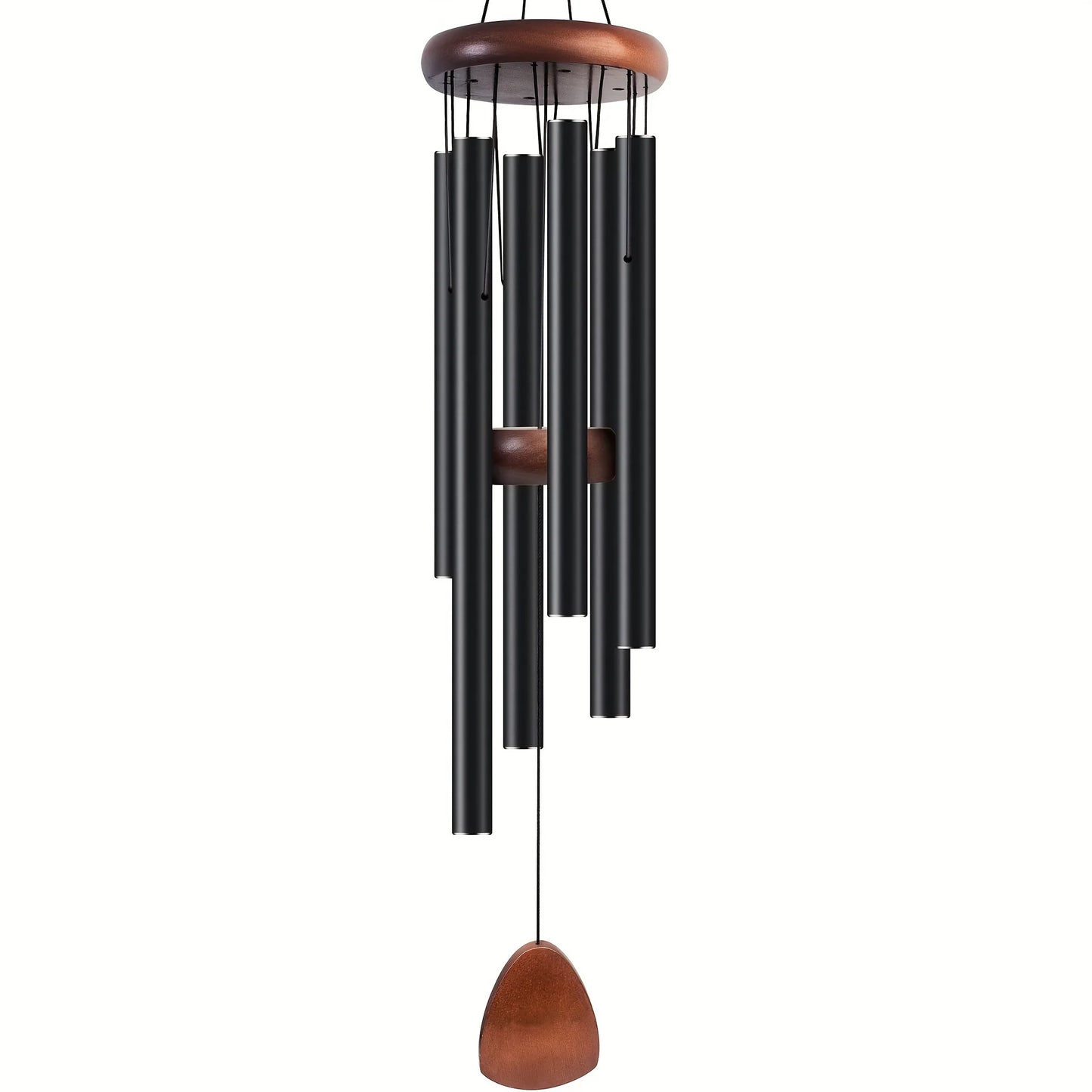 [25" Deep Tone Aluminum Chimes] "Etherial" 25" Deep Tone Aluminum Wind Chimes - Perfect For Porch & Garden Decor Peaceful Pleasures Health and Wellness Black