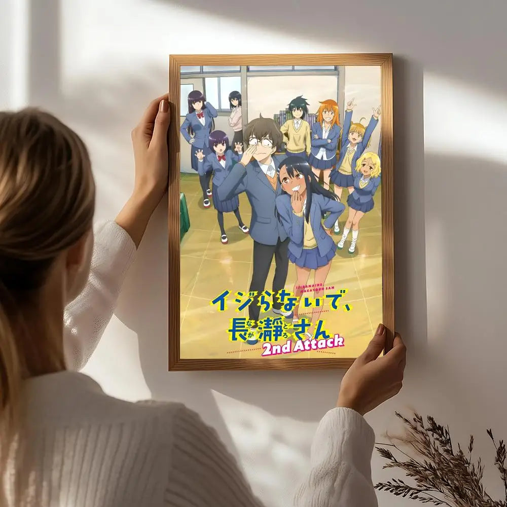 Anime Don't Toy with Me, Miss Nagatoro Poster HD Self Adhesive Waterproof Wall Art Ideal for Home Office Dorm Bedroom Great Gift Peaceful Pleasures Health and Wellness White7 50X70cmNoframe