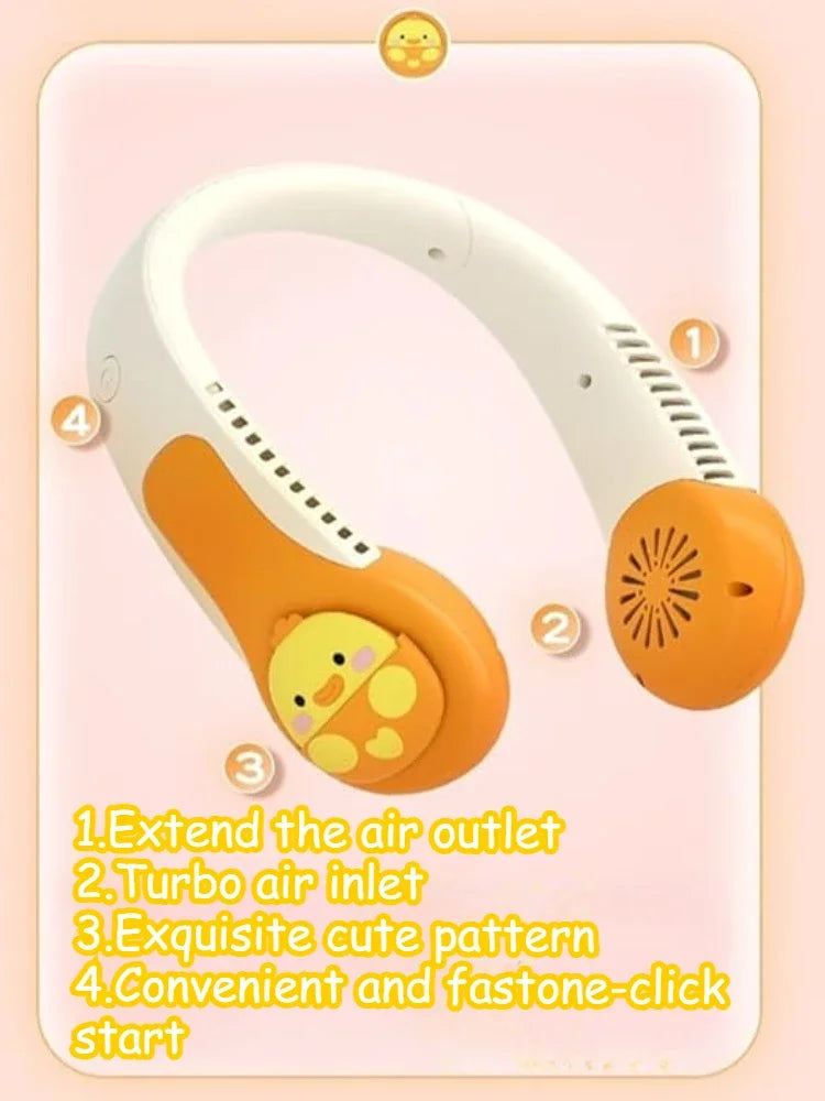 Bladeless Neck Fan Cute Pig & Dinosaur | USB Rechargeable 3-Speed